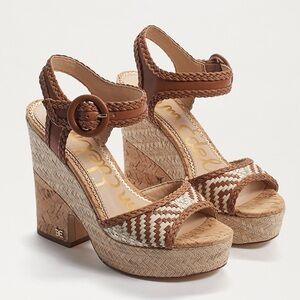 Sam Edelman Brown and Cream Braided Wedges
